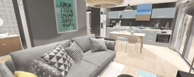 L'intérieur d'un appartement modélisé en 3D et visible en réalité virtuelle avant sa conception